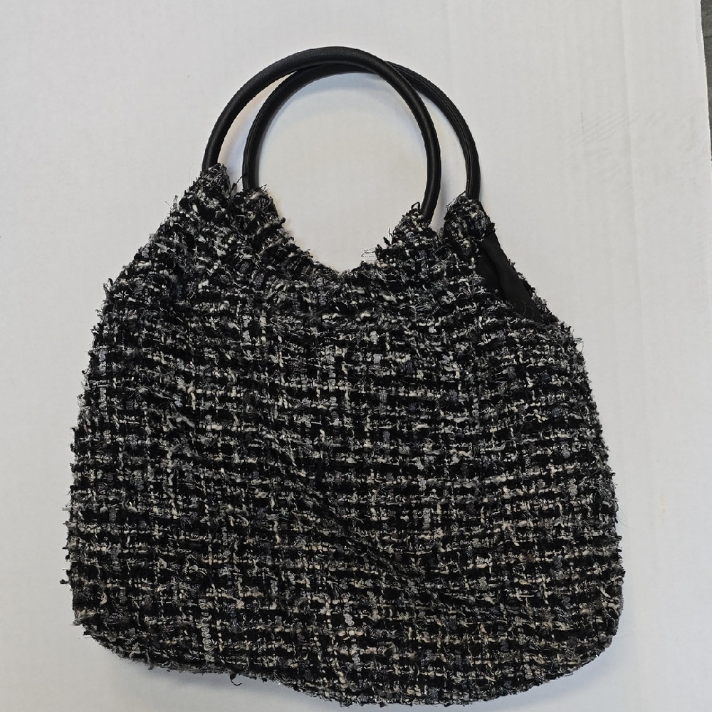 MMS Design Studio Black and White Tweed Shoulder Bag